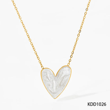 316 Stainless Steel  16K Gold Plated White Gold Plated Gold Plated Simple Style Classic Style Heart Shape Earrings Necklace