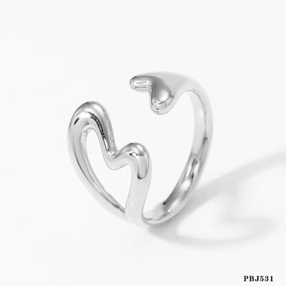 316 Stainless Steel  16K Gold Plated White Gold Plated Sweet Heart Shape Open Rings