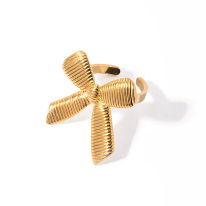 316 Stainless Steel  18K Gold Plated IG Style Casual Bow Knot Open Rings