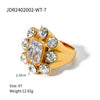 316 Stainless Steel  18K Gold Plated IG Style Inlay Rectangle Zircon Rings