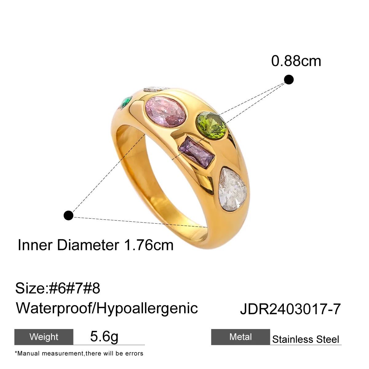 316 Stainless Steel  18K Gold Plated Simple Style Classic Style Plating Inlay Color Block Zircon Rings