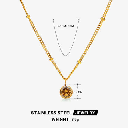 316 Stainless Steel  18K Gold Plated Simple Style Classic Style Plating Inlay Solid Color Artificial Rhinestones Pendant Necklace