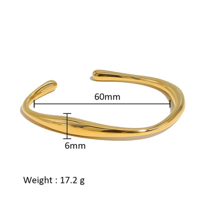 Casual Simple Style Solid Color 316 Stainless Steel  14K Gold Plated Bangle In Bulk