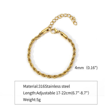 316 Stainless Steel  Gold Plated Hip-Hop Retro Plating Solid Color Bracelets