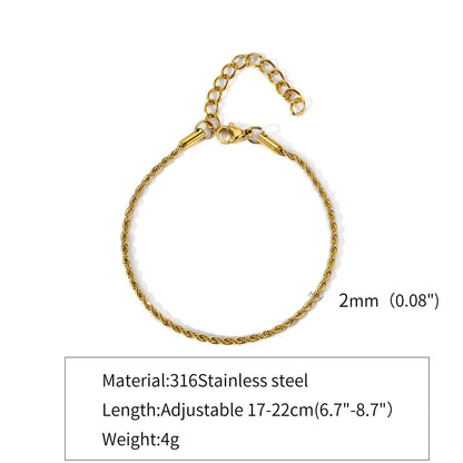 316 Stainless Steel  Gold Plated Hip-Hop Retro Plating Solid Color Bracelets