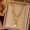 316L Stainless Steel  18K Gold Plated Vintage Style Commute Plating Inlay Devil's Eye Star Moon Turquoise Rhinestones Layered Necklaces