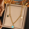 316L Stainless Steel  18K Gold Plated Vintage Style Commute Plating Inlay Devil's Eye Star Moon Turquoise Rhinestones Layered Necklaces