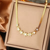 316L Stainless Steel  18K Gold Plated Vintage Style Commute Plating Inlay Devil's Eye Star Moon Turquoise Rhinestones Layered Necklaces