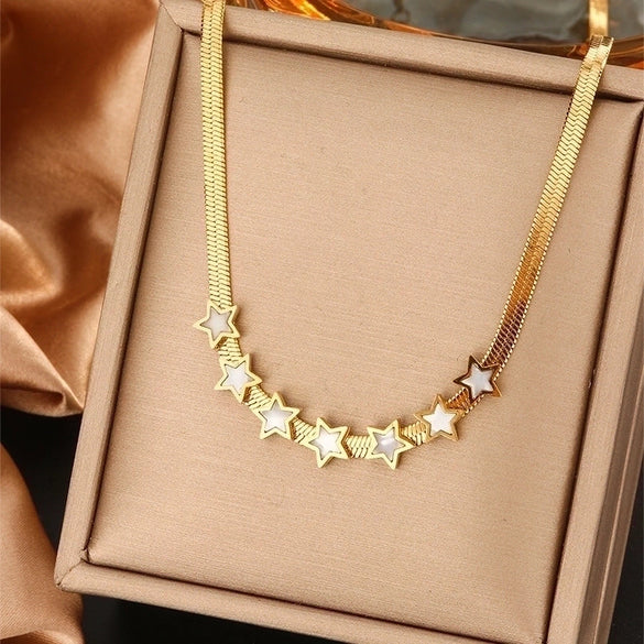 316L Stainless Steel  18K Gold Plated Vintage Style Commute Plating Inlay Devil's Eye Star Moon Turquoise Rhinestones Layered Necklaces
