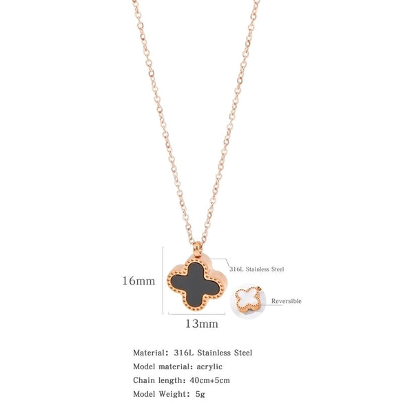 316L Stainless Steel  Simple Style Plating Inlay Four Leaf Clover Shell Pendant Necklace