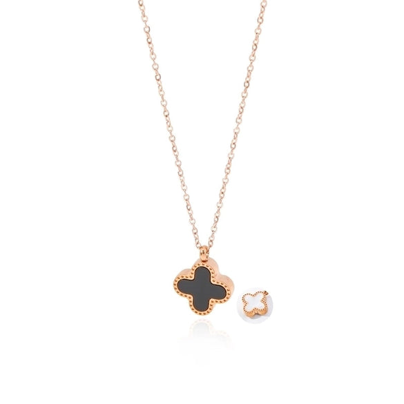316L Stainless Steel  Simple Style Plating Inlay Four Leaf Clover Shell Pendant Necklace
