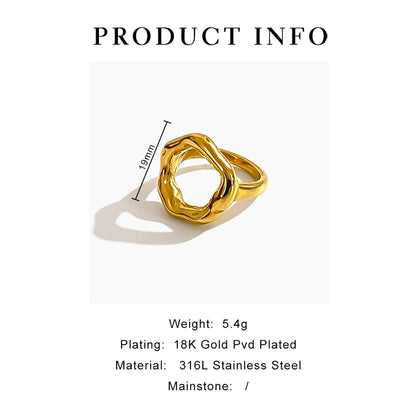 316L Stainless Steel  18K Gold Plated Basic Modern Style Classic Style Irregular Geometric Rings