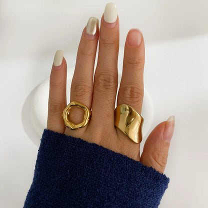 316L Stainless Steel  18K Gold Plated Basic Modern Style Classic Style Irregular Geometric Rings