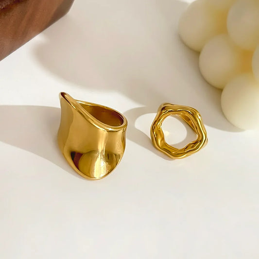 316L Stainless Steel  18K Gold Plated Basic Modern Style Classic Style Irregular Geometric Rings