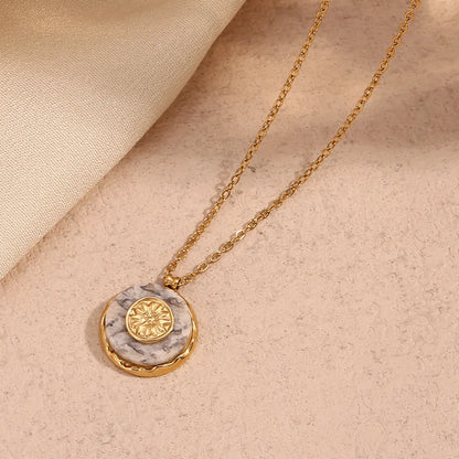 316L Stainless Steel  18K Gold Plated Basic Simple Style Classic Style Plating Round Pendant Necklace