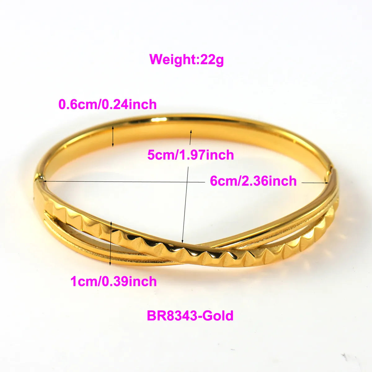 IG Style Elegant Classic Style Stripe Waves Knot 316L Stainless Steel  18K Gold Plated No Inlay Bangle In Bulk