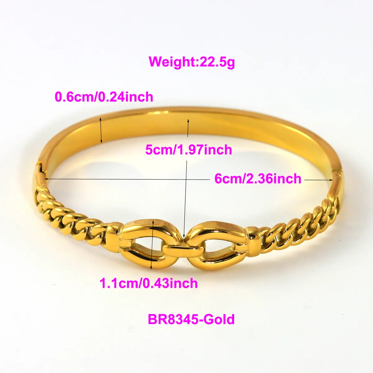 IG Style Elegant Classic Style Stripe Waves Knot 316L Stainless Steel  18K Gold Plated No Inlay Bangle In Bulk