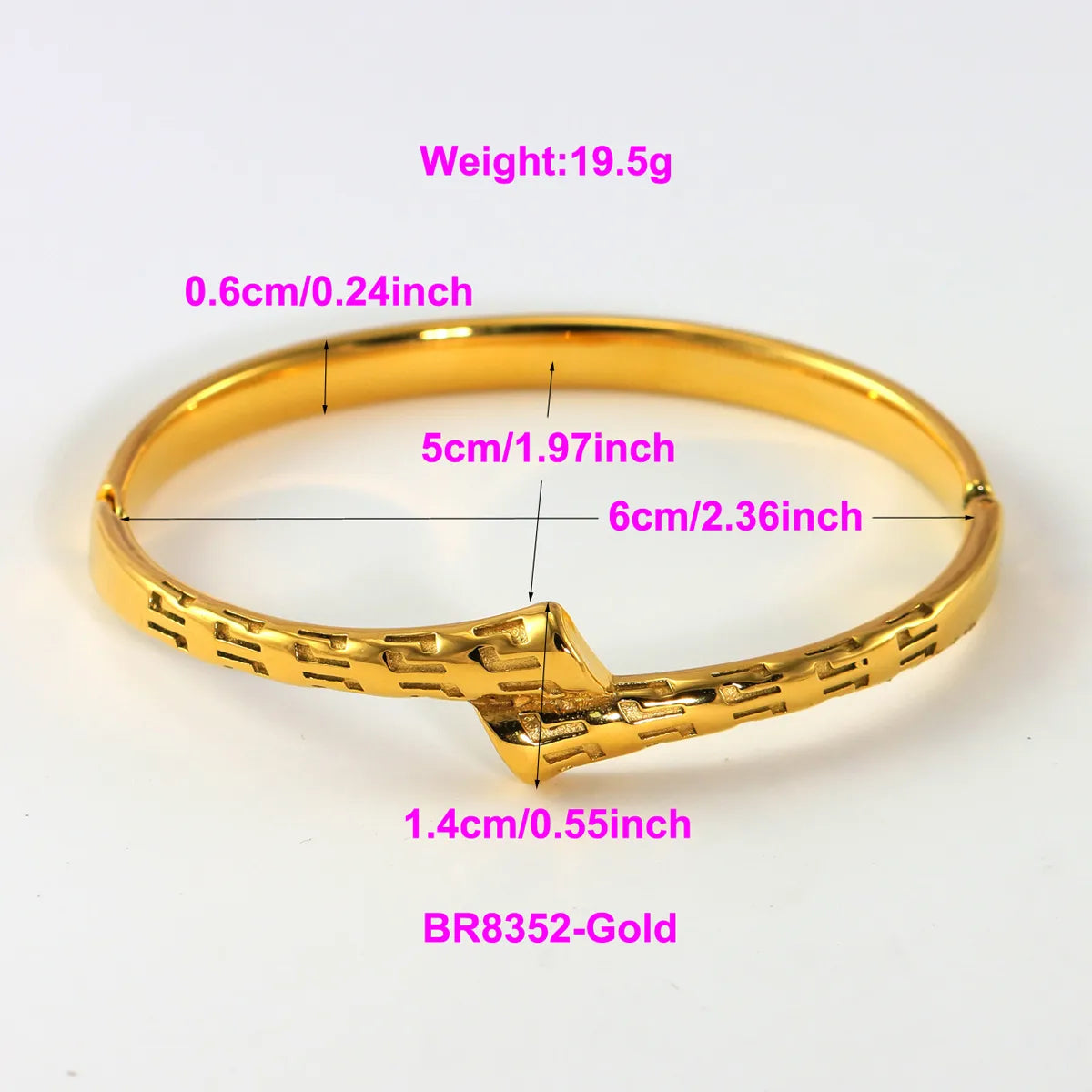 IG Style Elegant Classic Style Stripe Waves Knot 316L Stainless Steel  18K Gold Plated No Inlay Bangle In Bulk