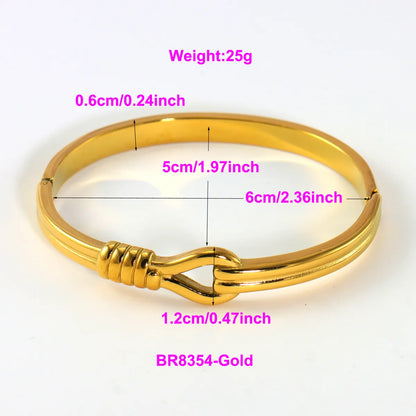 IG Style Elegant Classic Style Stripe Waves Knot 316L Stainless Steel  18K Gold Plated No Inlay Bangle In Bulk