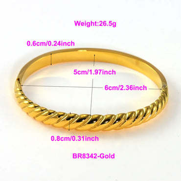 IG Style Elegant Classic Style Stripe Waves Knot 316L Stainless Steel  18K Gold Plated No Inlay Bangle In Bulk