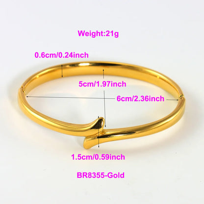 IG Style Elegant Classic Style Stripe Waves Knot 316L Stainless Steel  18K Gold Plated No Inlay Bangle In Bulk