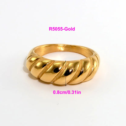 316L Stainless Steel  18K Gold Plated Modern Style Classic Style Shiny Metallic Water Droplets Solid Color Open Rings Rings