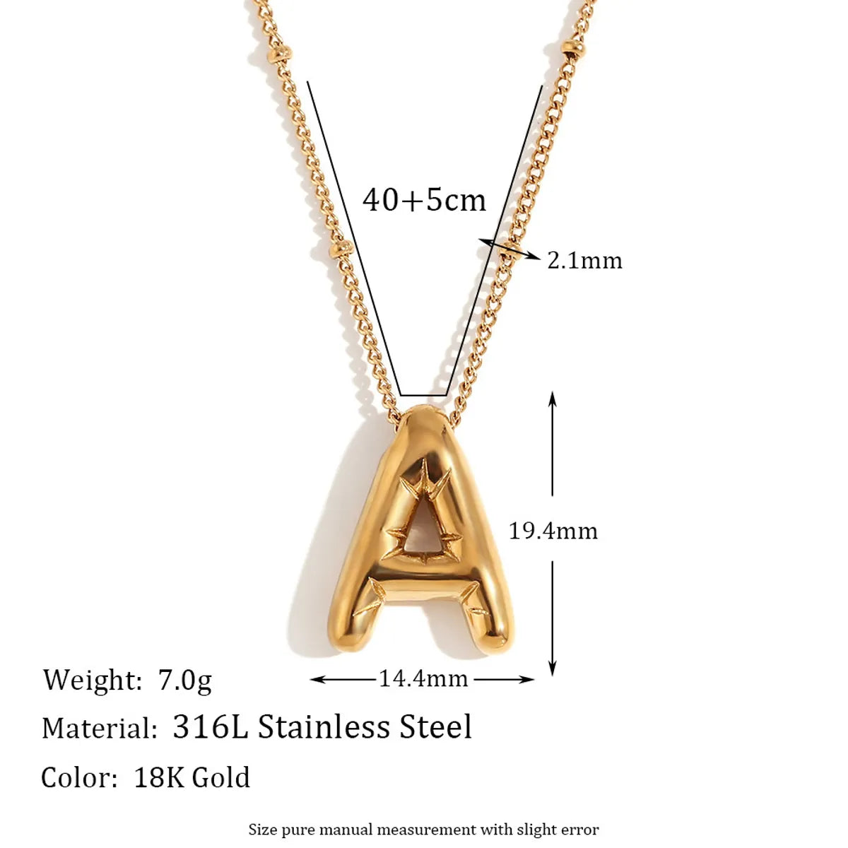 316L Stainless Steel  18K Gold Plated Simple Style Plating Letter Pendant Necklace