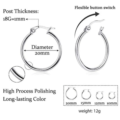 4 Pairs Elegant Simple Style Solid Color Plating Stainless Steel 14k Gold Plated Earrings