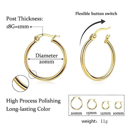 4 Pairs Elegant Simple Style Solid Color Plating Stainless Steel 14k Gold Plated Earrings