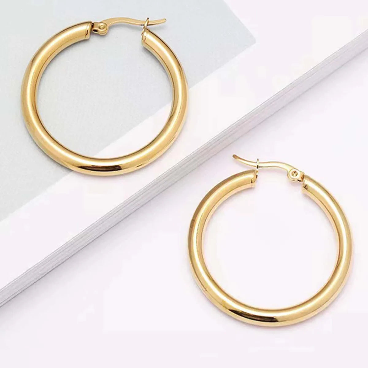 4 Pairs Retro Simple Style Circle 304 Stainless Steel Earrings