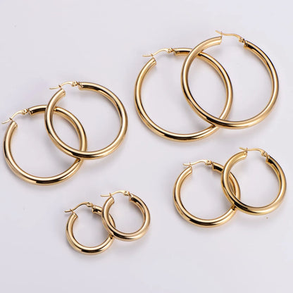 4 Pairs Retro Simple Style Circle 304 Stainless Steel Earrings