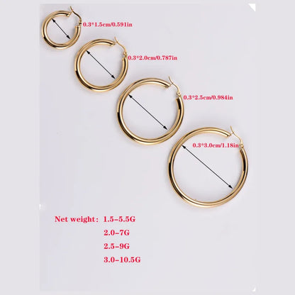 4 Pairs Retro Simple Style Circle 304 Stainless Steel Earrings