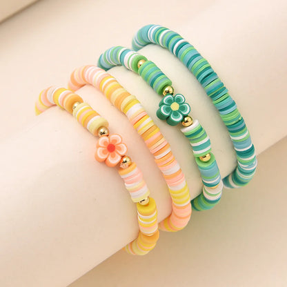 4 Piece Set Vacation Simple Style Flower Alloy Soft Clay Plating Gold Plated Women's Bracelets