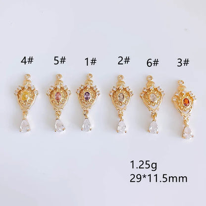 4 Pieces Copper Zircon Color Block Pendant