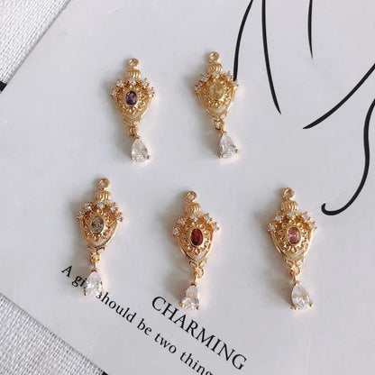 4 Pieces Copper Zircon Color Block Pendant