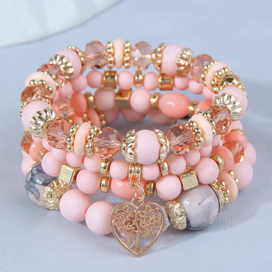 Fashion Heart Shape Alloy Glass Wholesale Bracelets