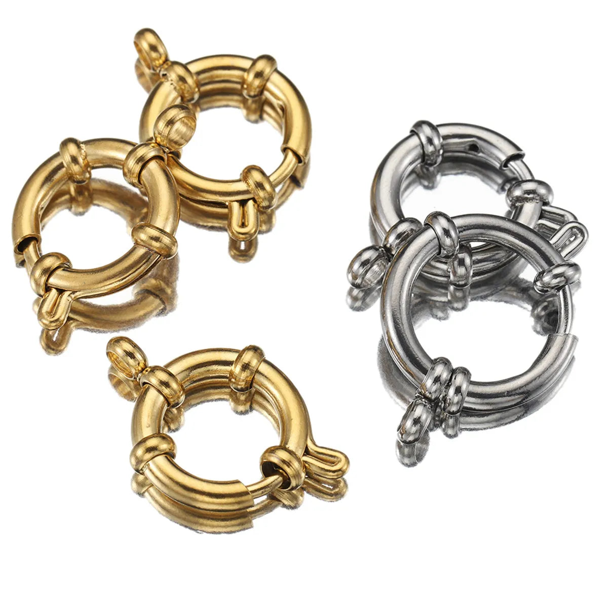 4 Pieces Per Pack Diameter 10mm Diameter 12mm Diameter 14mm Stainless Steel Solid Color Polished Jewelry Buckle