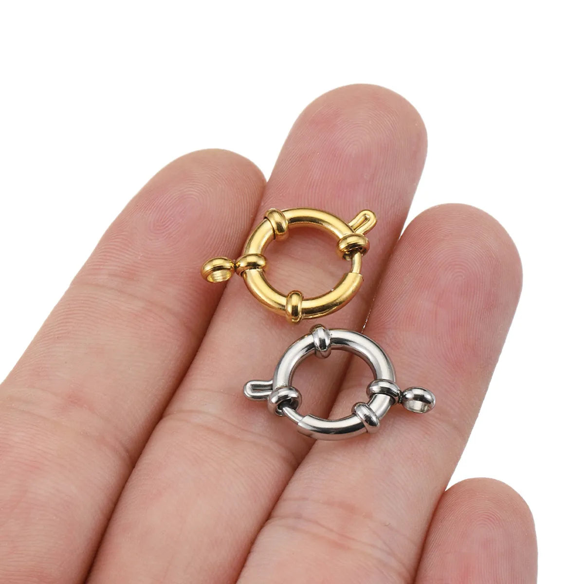 4 Pieces Per Pack Diameter 10mm Diameter 12mm Diameter 14mm Stainless Steel Solid Color Polished Jewelry Buckle