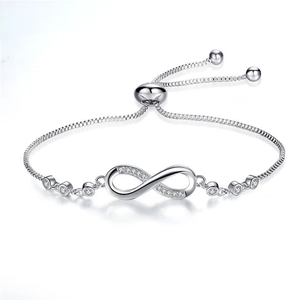Wholesale Stainless Steel Microset Zircon Infinite 8Shaped Heart Bracelet With Letter Number And Word Patterns For Women Real Gold Plated