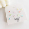 5 Pairs Casual Cute Star Heart Shape Butterfly Inlay Sterling Silver Glass Ear Studs