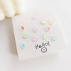 5 Pairs Casual Cute Star Heart Shape Butterfly Inlay Sterling Silver Glass Ear Studs