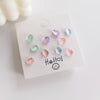 5 Pairs Casual Cute Star Heart Shape Butterfly Inlay Sterling Silver Glass Ear Studs