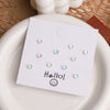 5 Pairs Casual Cute Star Heart Shape Butterfly Inlay Sterling Silver Glass Ear Studs