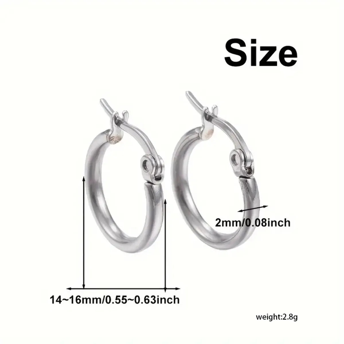 5 Pairs Simple Style Circle Stainless Steel Earrings