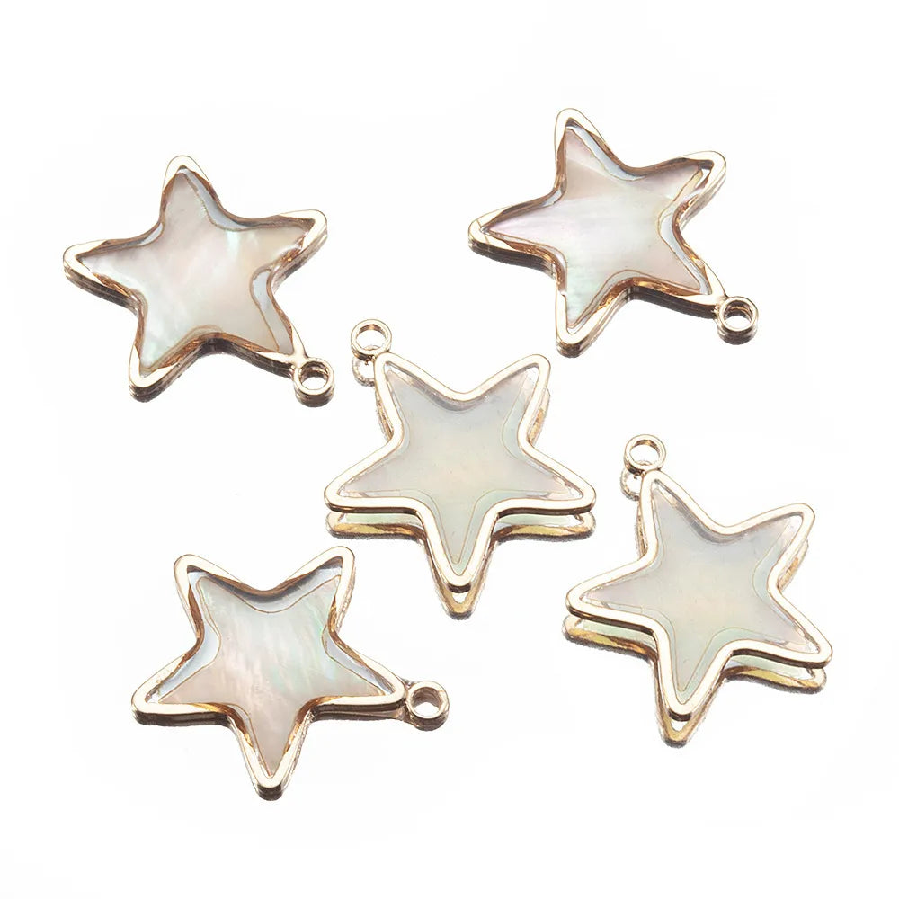 5 PCS/Package 10 * 25mm Diameter 15mm Diameter 9mm Hole 2~2.9mm Copper Shell Star Water Droplets Heart Shape Pendant