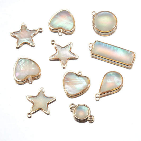 5 PCS/Package 10 * 25mm Diameter 15mm Diameter 9mm Hole 2~2.9mm Copper Shell Star Water Droplets Heart Shape Pendant