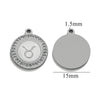 5 PCS/Package 15mm Hole 1~1.9mm 304 Stainless Steel Zircon 18K Gold Plated Constellation Pendant