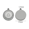 5 PCS/Package 15mm Hole 1~1.9mm 304 Stainless Steel Zircon 18K Gold Plated Constellation Pendant