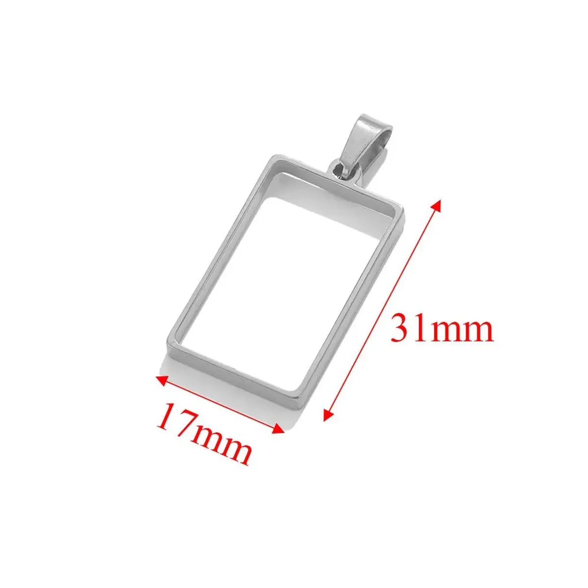 5 PCS/Package 17*47mm 28*32mm 30*32mm 304 Stainless Steel Heart Shape Rhombus Rectangle Pendant