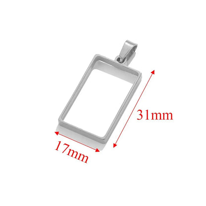 5 PCS/Package 17*47mm 28*32mm 30*32mm 304 Stainless Steel Heart Shape Rhombus Rectangle Pendant